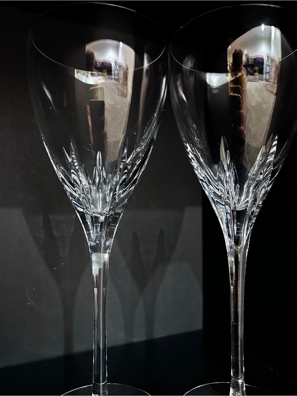 2pc Set Vintage Lenox Firelight Clear Crystal Water Goblets 8.75”